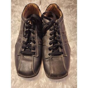 Skechers Mens Size 8.5 Black Brown Leather Casual Walking Sneaker City Walk